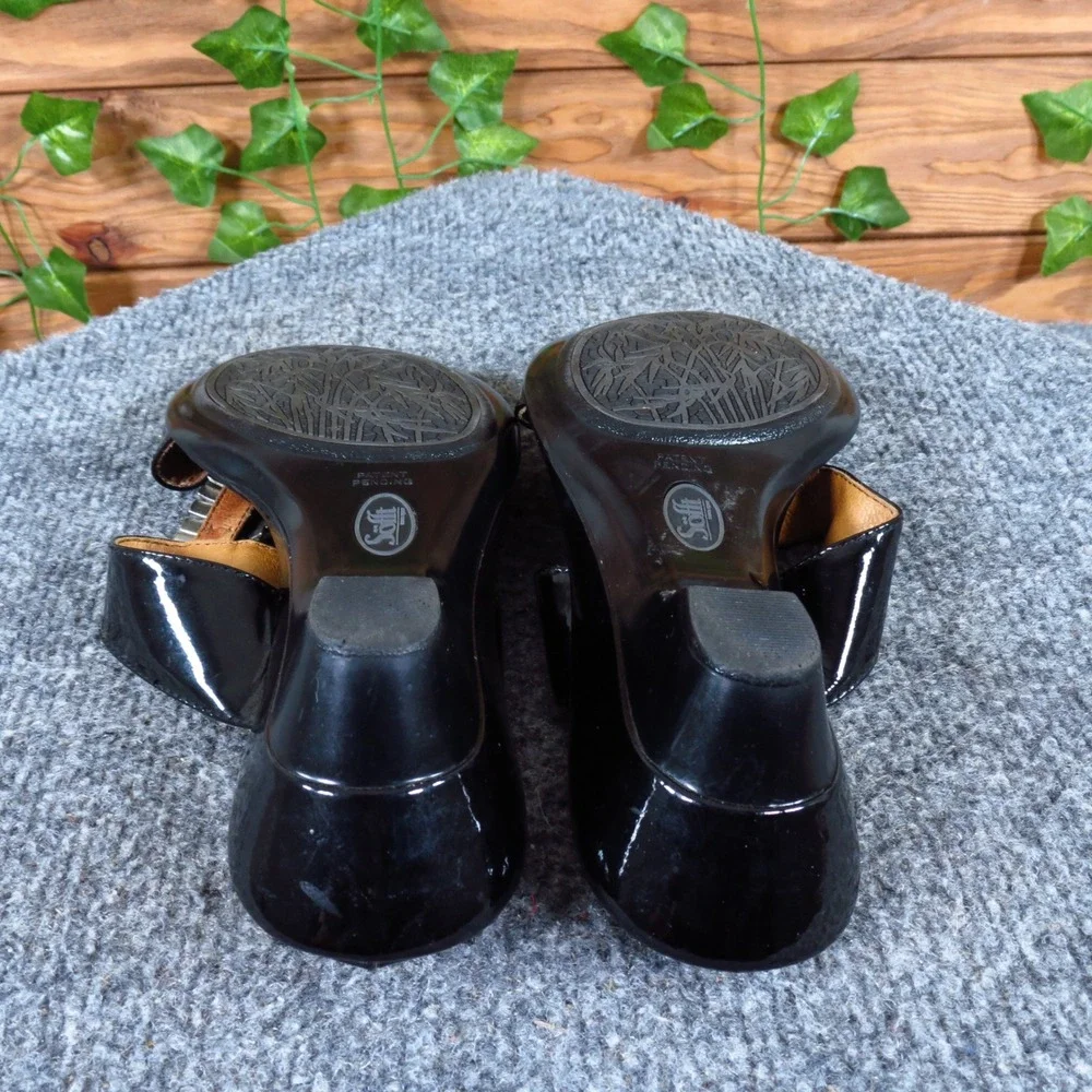Sofft Black Patent Leather‎ Womens Wedge Sandal Size 6 Dressy Slide Sandals